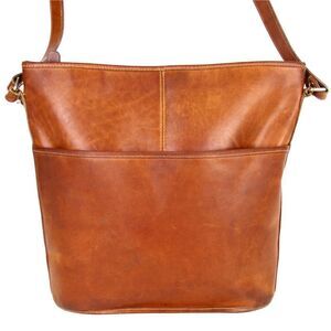 VTG G.H Bass & Co TAN BROWN GENUINE LEATHER SHOULDER BAG X-BODY HOBO PURSE